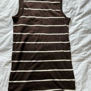GAP Brown and White Striped Tank Top